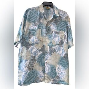 Boo Sung Apex Hues of Blue Vintage Men’s Shirt Size LLL